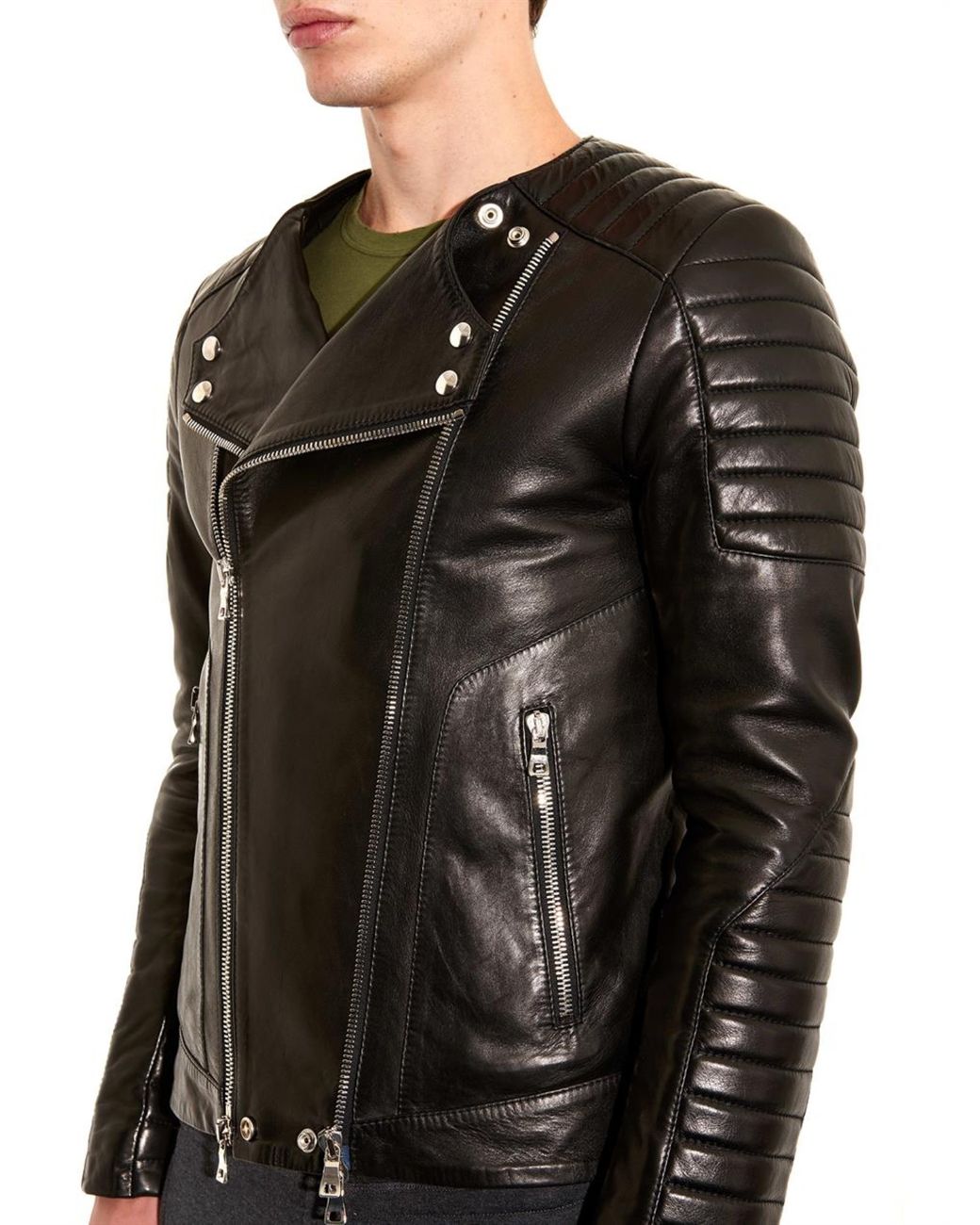 En del fascisme Uafhængighed Balmain Classic Leather Biker Jacket in Black for Men | Lyst
