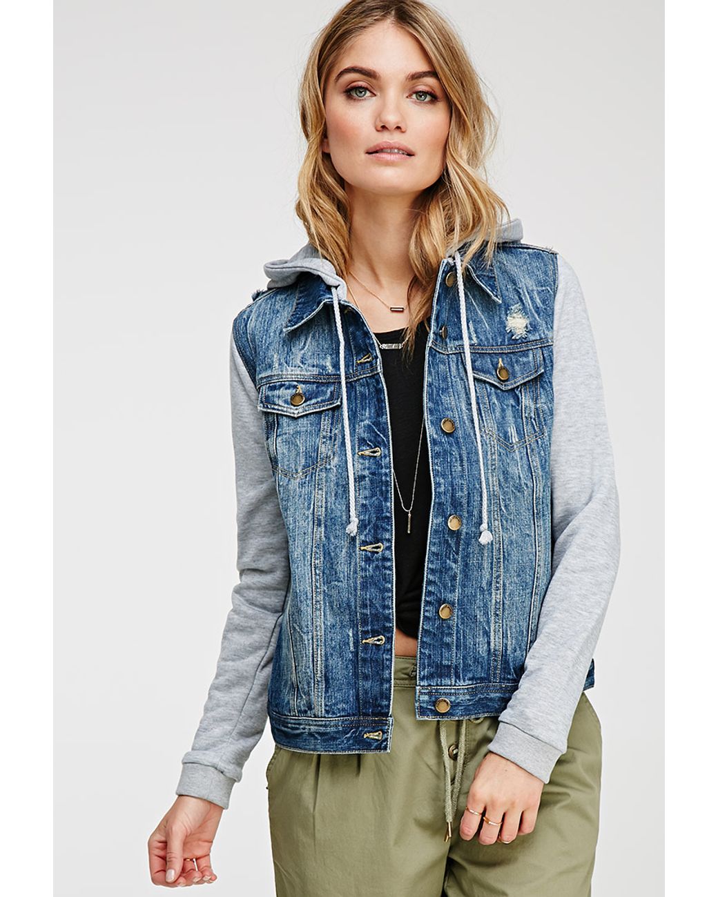 Hooded Denim Jacket in Denim 