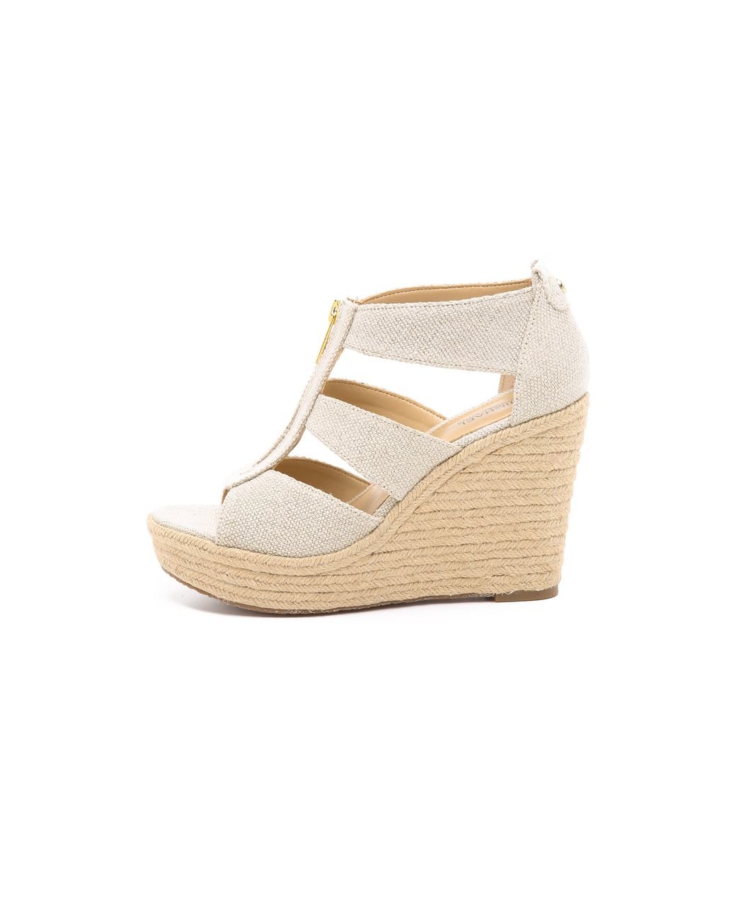 MICHAEL Michael Kors Damita Wedge Sandals in Natural | Lyst