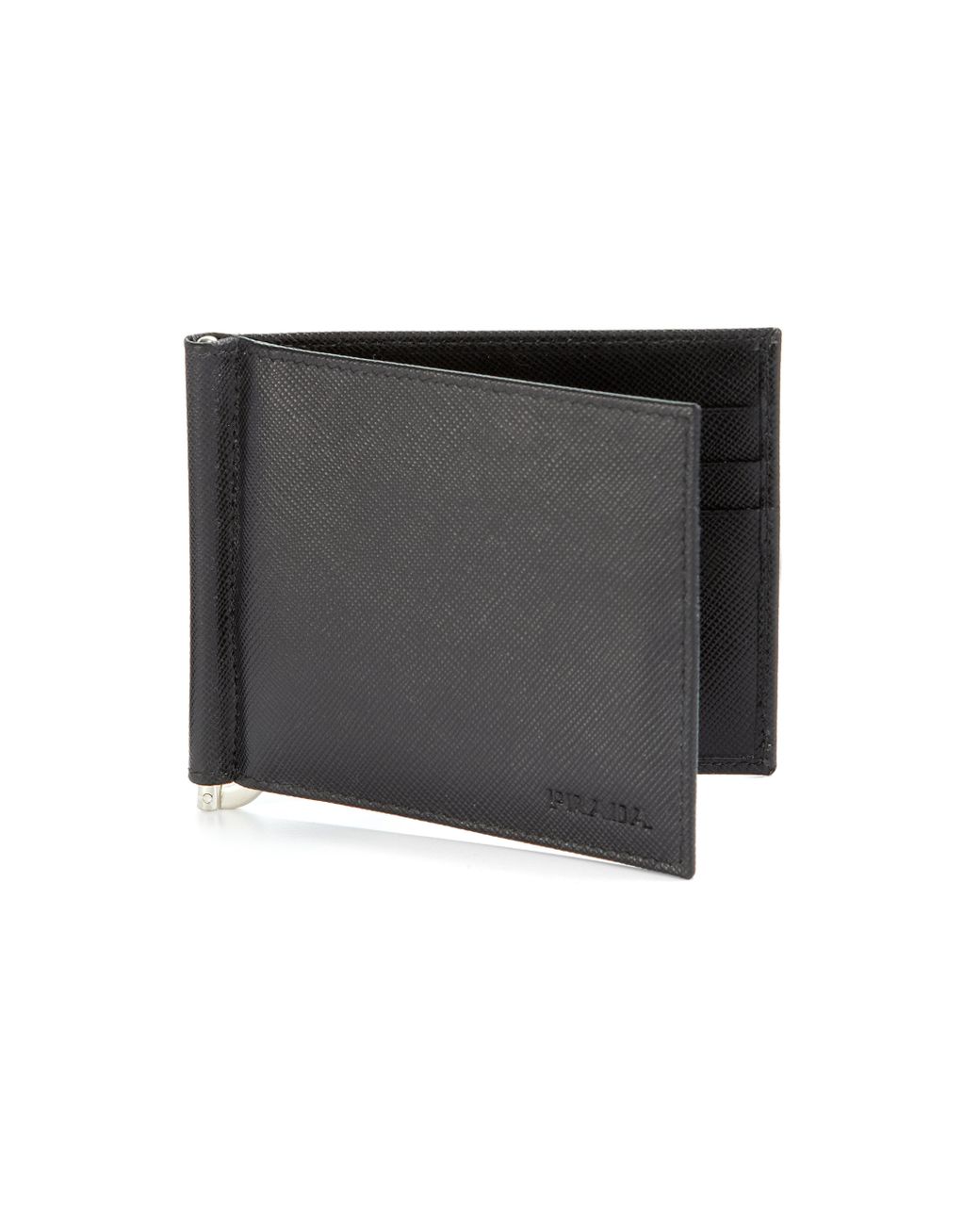 Prada Saffiano Money Clip Bifold Wallet