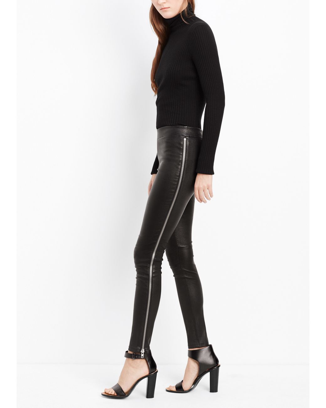 Vince Leather Leggings With Side 