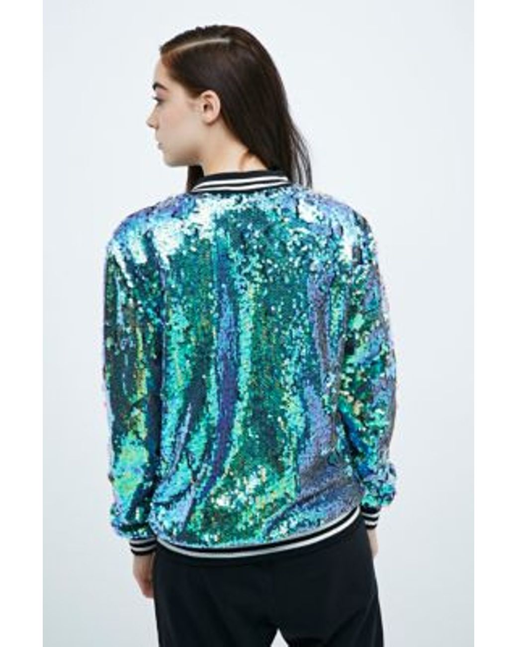 Jaded London Sequin Bomber Jacket In Aqua in Green Lyst UK