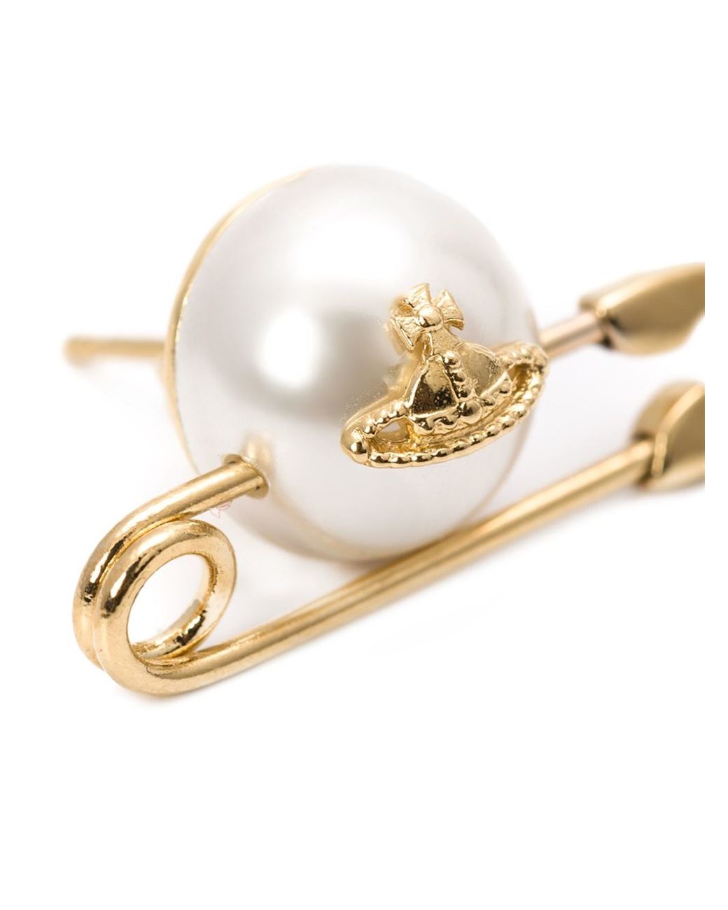 Vivienne westwood pearl 2024 safety pin earrings