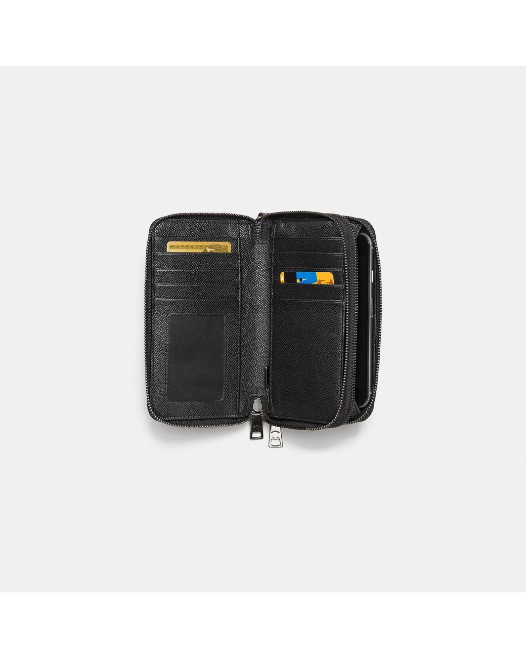 Coach double zip phone wallet in crossgrain leather new arrivals