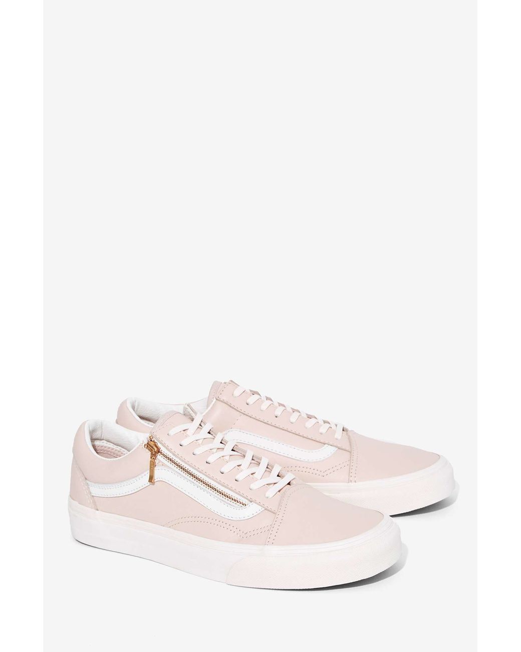 Vans Old Skool Zip Leather Sneaker in Pink | Lyst