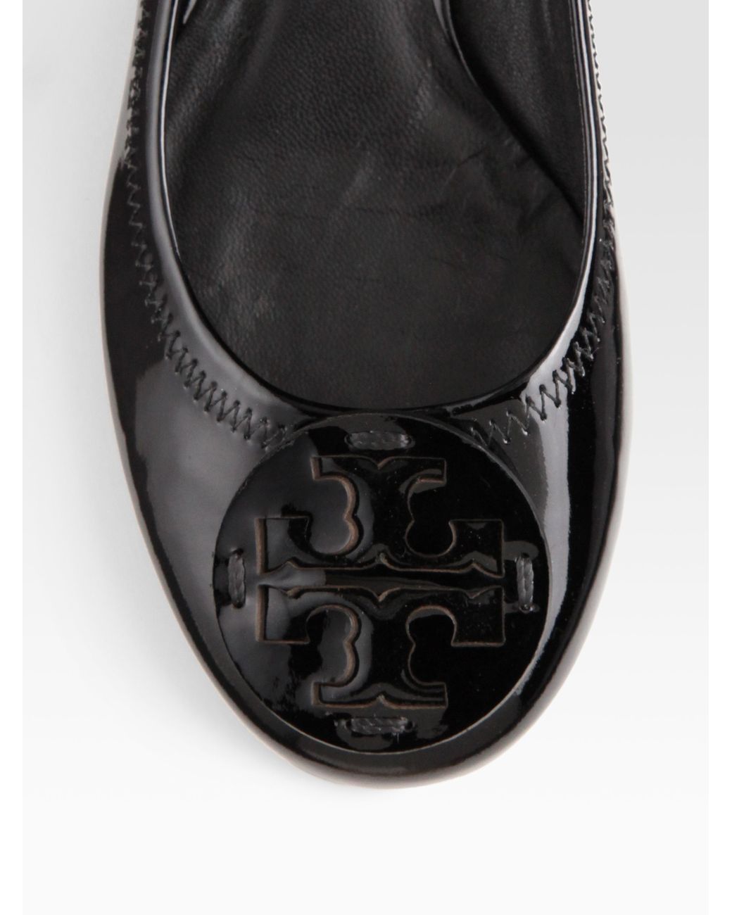 Tory Burch Reva Patent Leather Ballet Flats in Black | Lyst