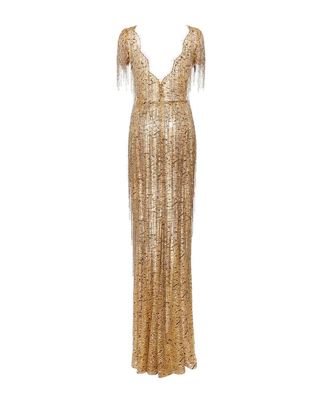 Beaded fringe top evening gowns