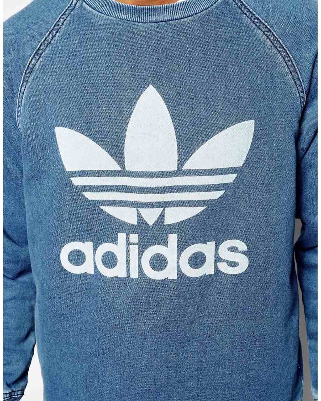 adidas Originals Denim Sweatshirt Ab8054 in Blue for Men | Lyst