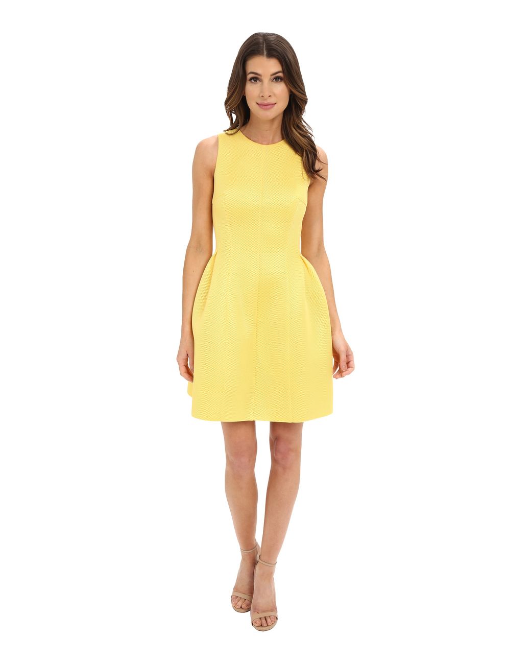 Calvin Klein Fit And Flair Dress Cd6m3110 in Yellow | Lyst