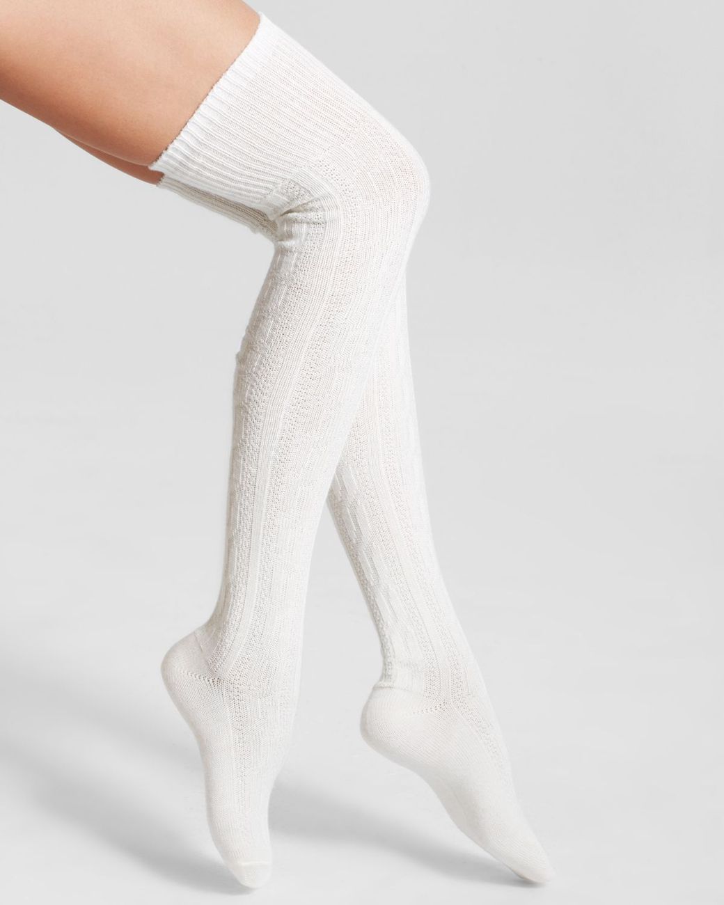 Hue Chunky Cable Knit Over-The-Knee Socks in White | Lyst