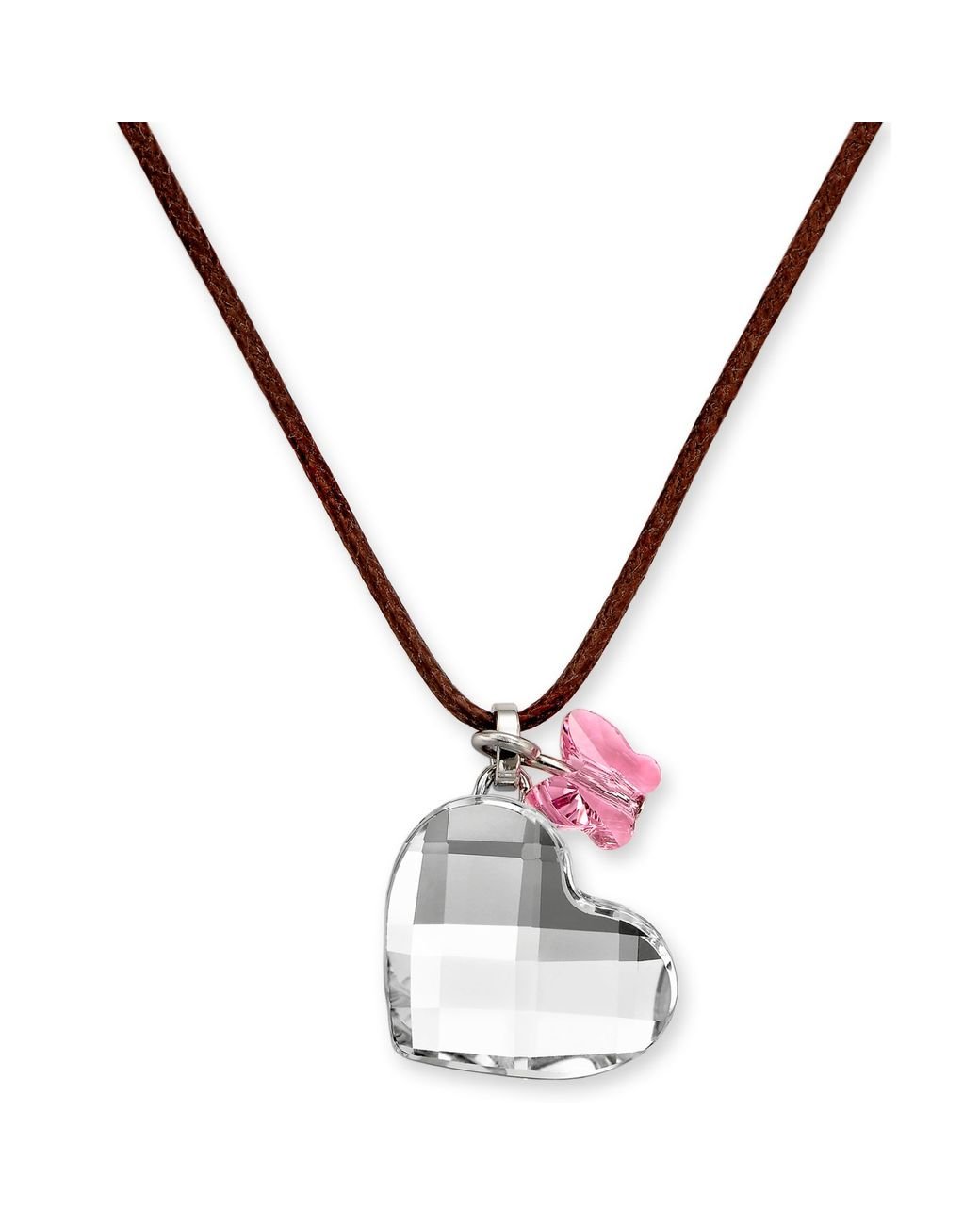 Swarovski Crystal Butterfly and Heart Pendant in Pink | Lyst