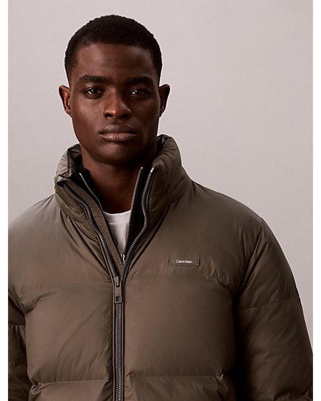 Calvin Klein Brown Hooded Puffer Jacket for men