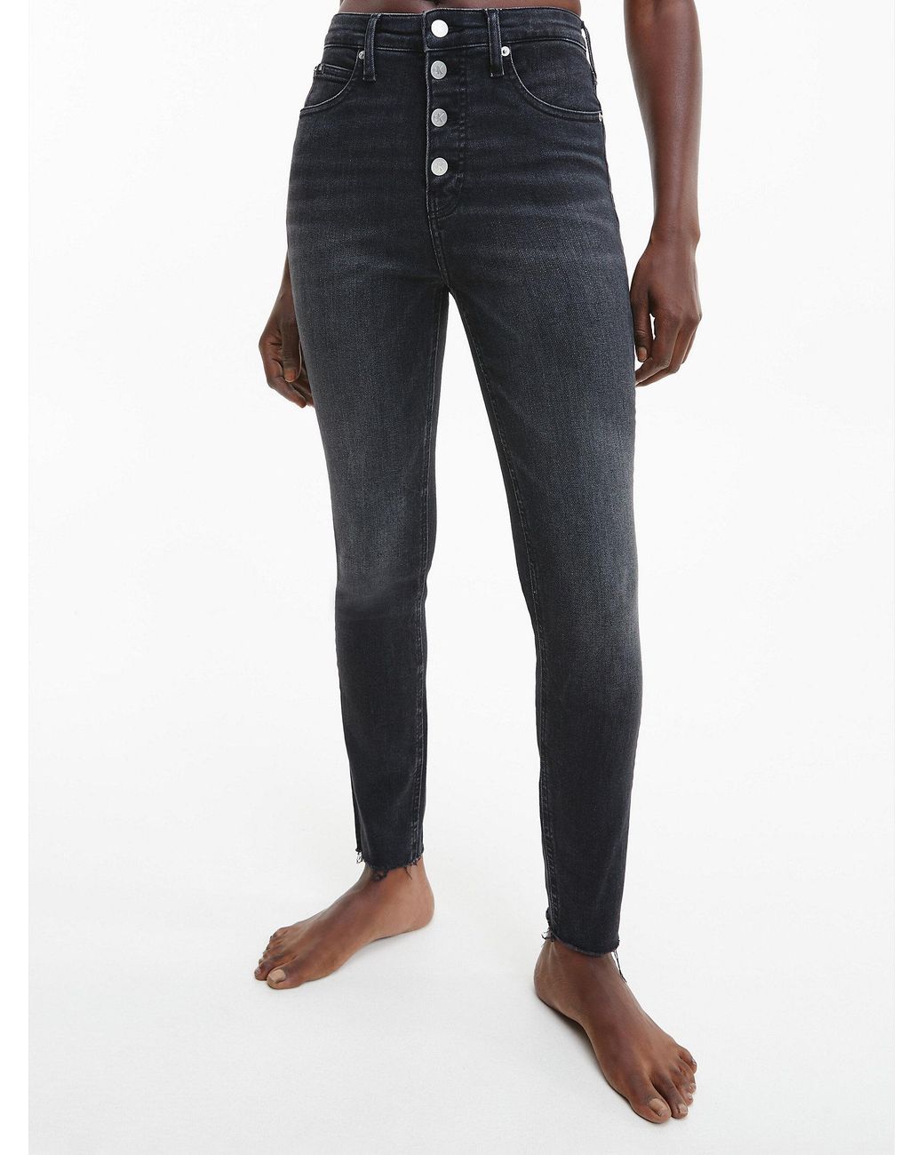 Calvin Klein High Rise Super Skinny Ankle Jeans in Blue | Lyst UK