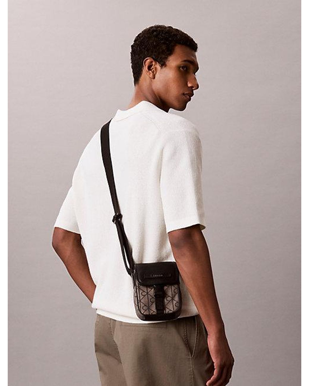 Calvin Klein Black Emblem Jacquard Reporter Bag for men