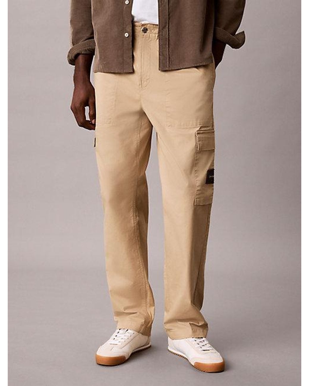 Calvin Klein Brown Jeans Comfort Cotton Relaxed Cargo Pants for men