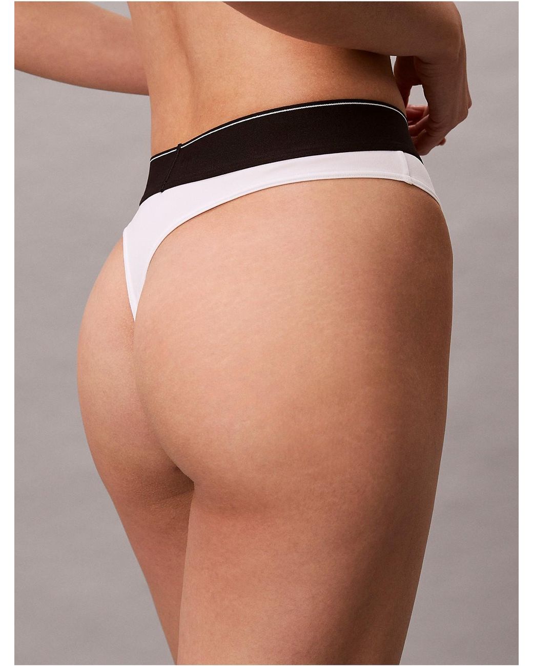 Calvin Klein White Stretch Thong Icon Microfibre Stretch Graphic