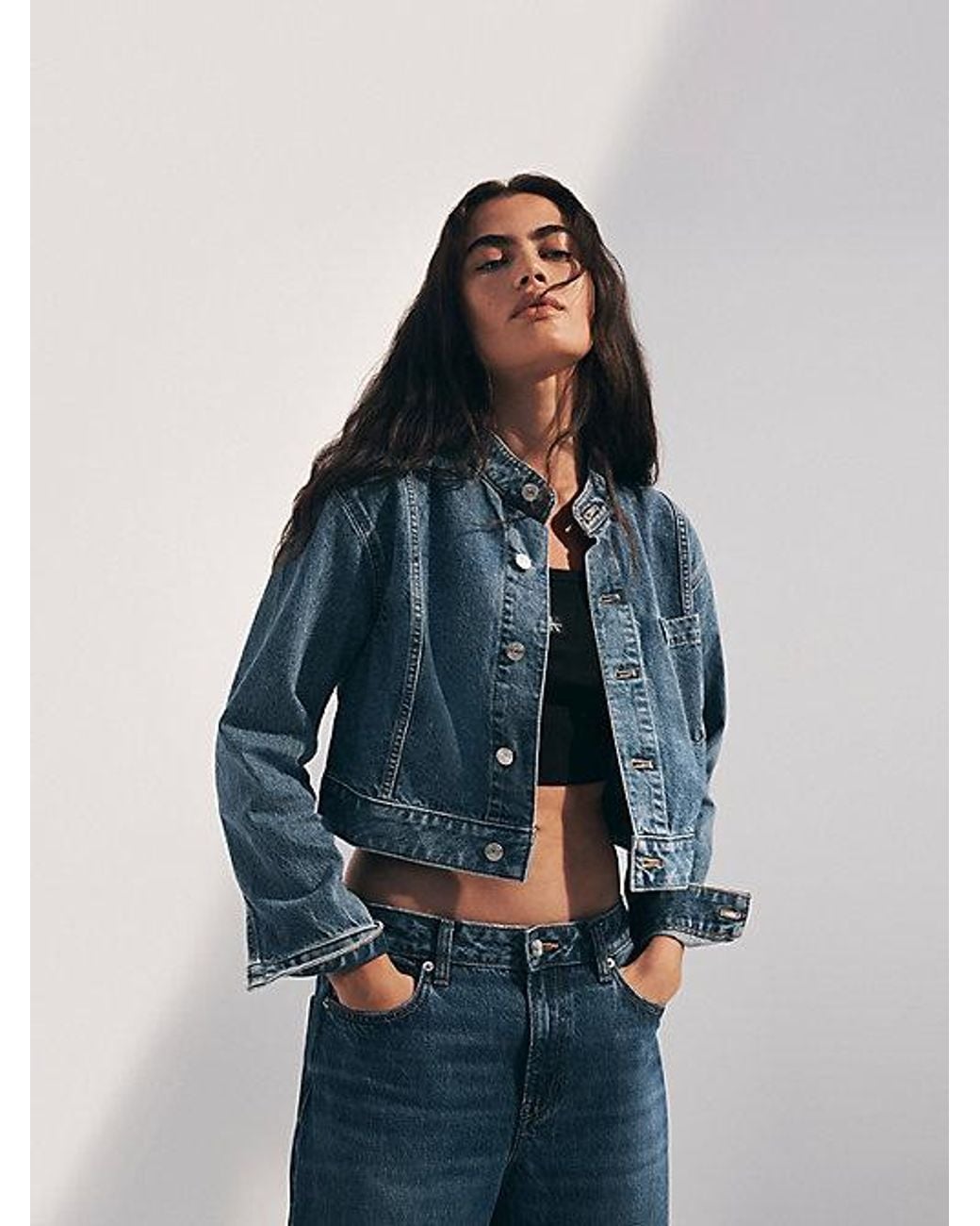 Calvin Klein Blue Jeans Cropped Denim Jacket