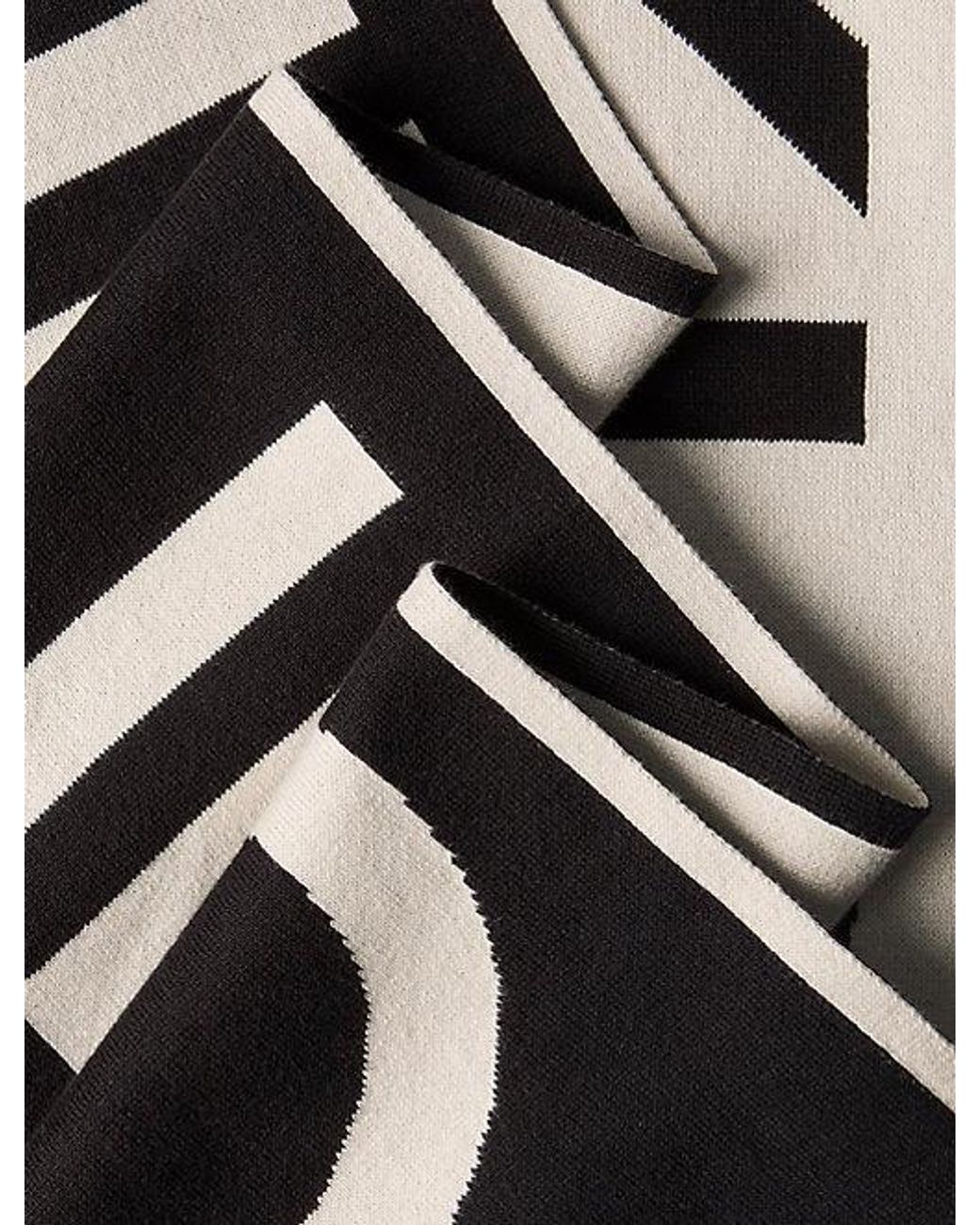 Calvin Klein Black Cotton Jacquard Knit Logo Scarf