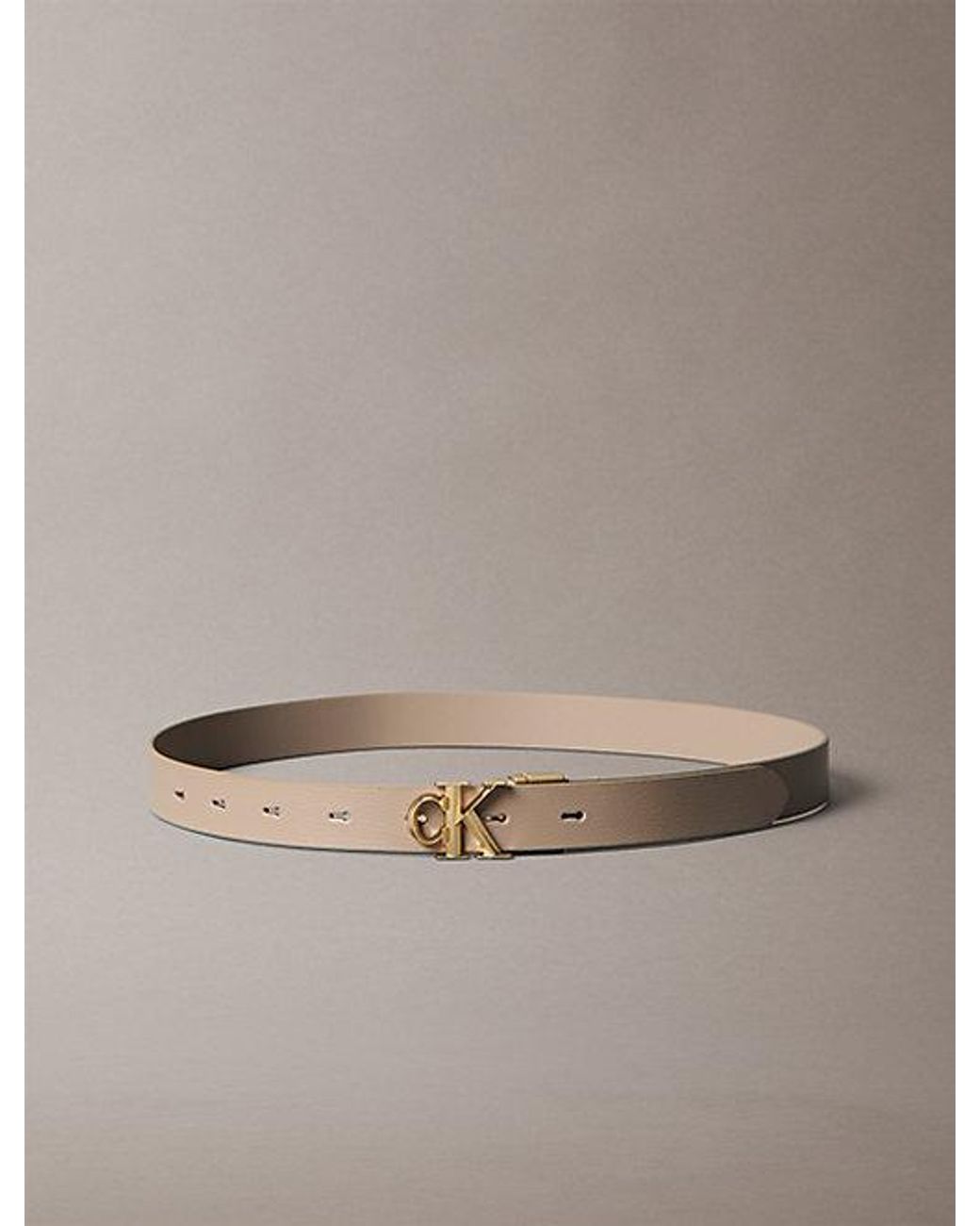 Calvin Klein Brown Reversible Pebbled Leather Logo Belt