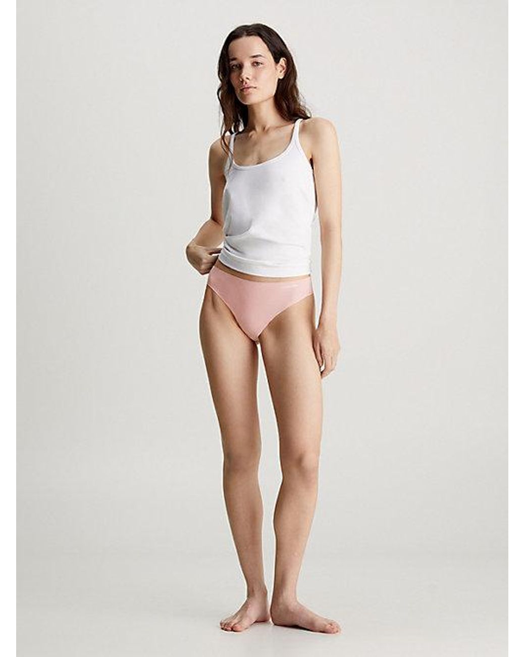 Calvin Klein Pink Thong Invisibles Cotton