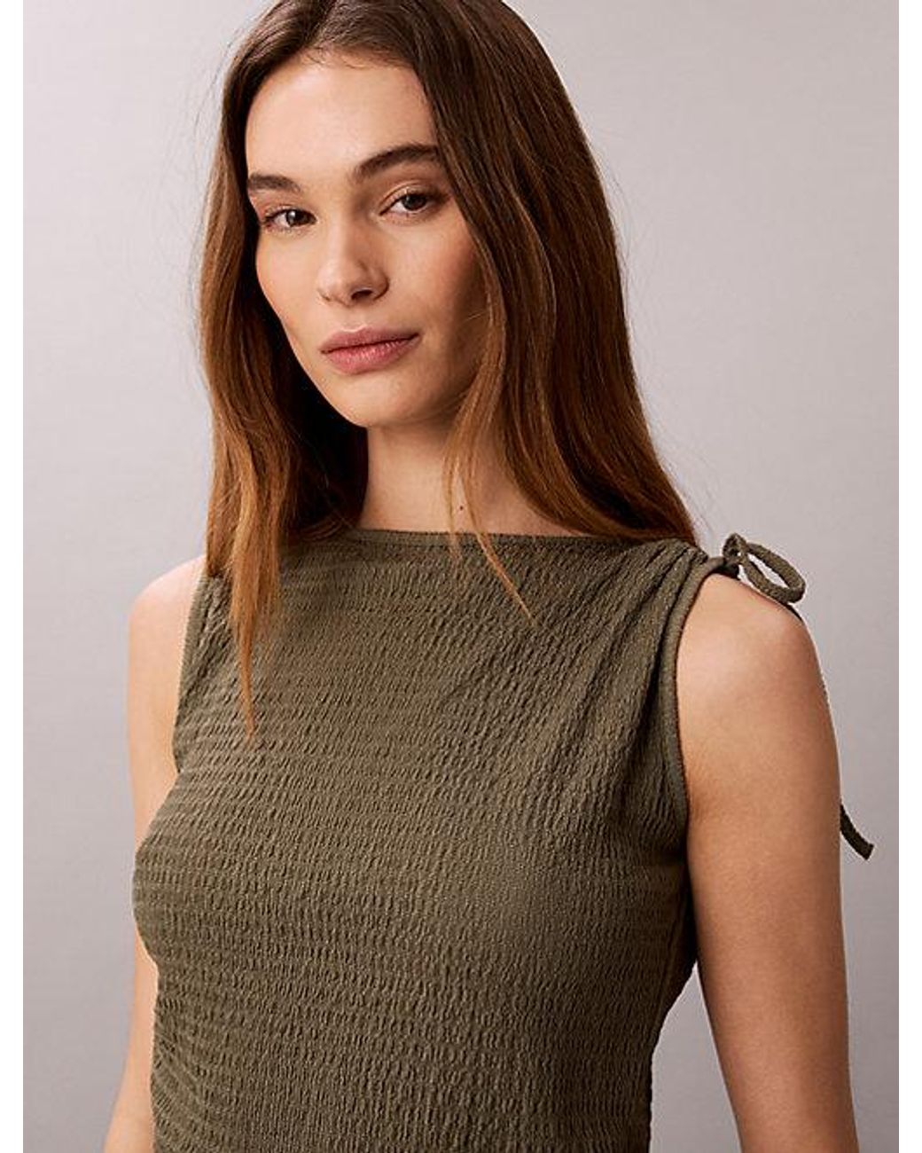 Calvin Klein Natural Jeans Textured Knit Sleeveless Top