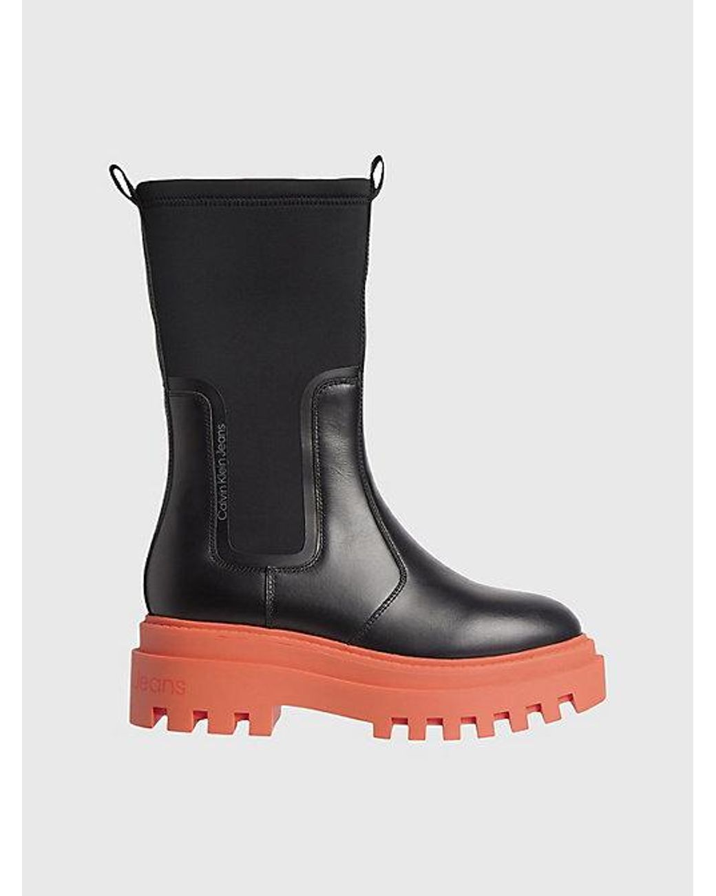 Calvin Klein Leder-Boots mit Plateau-Sohle in Schwarz | Lyst DE