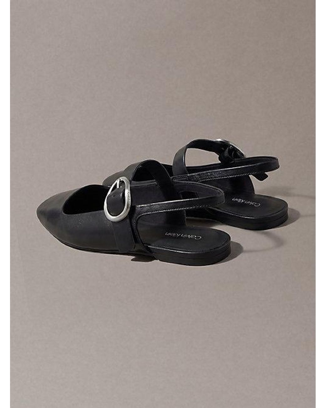 Calvin Klein Black Leather Slingback Ballerinas