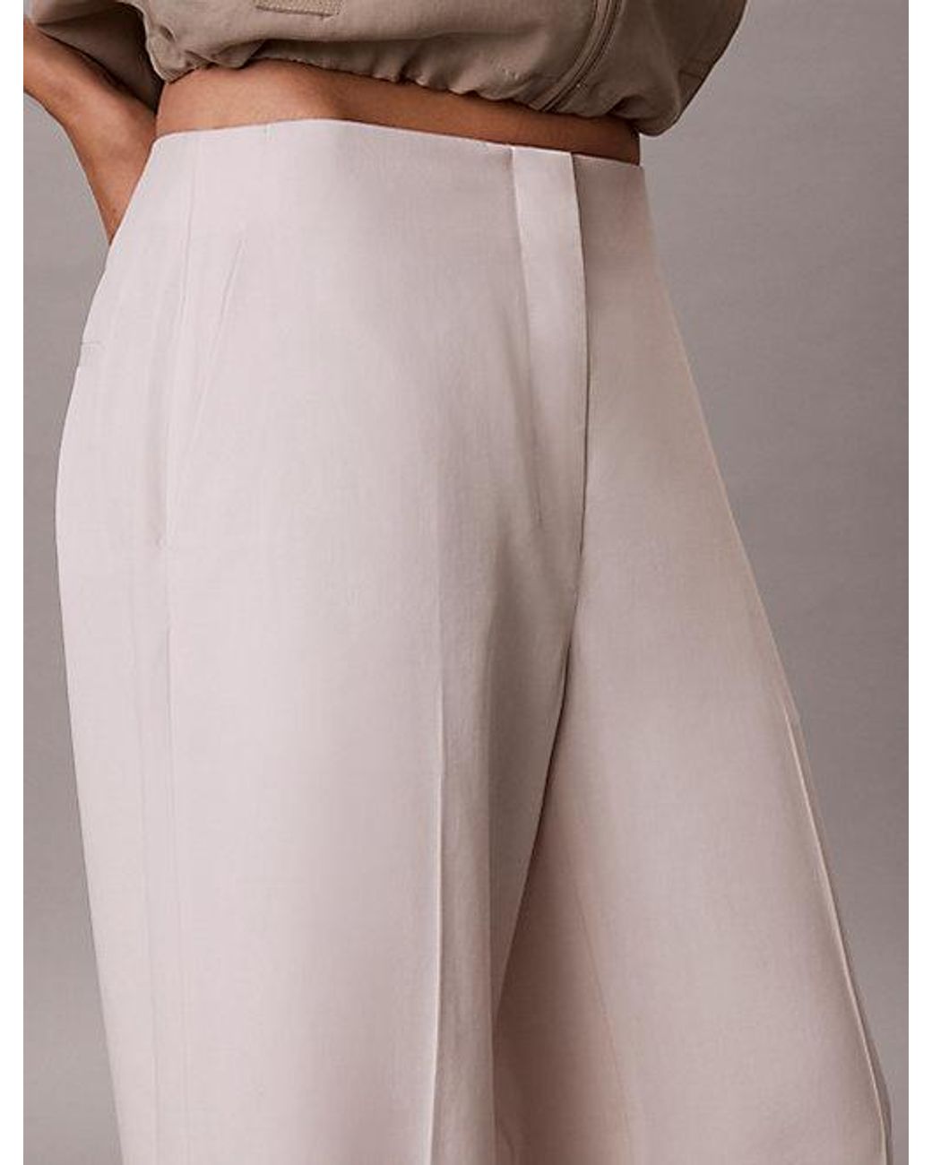 Calvin Klein Brown Lyocell Linen Blend Dress Trousers