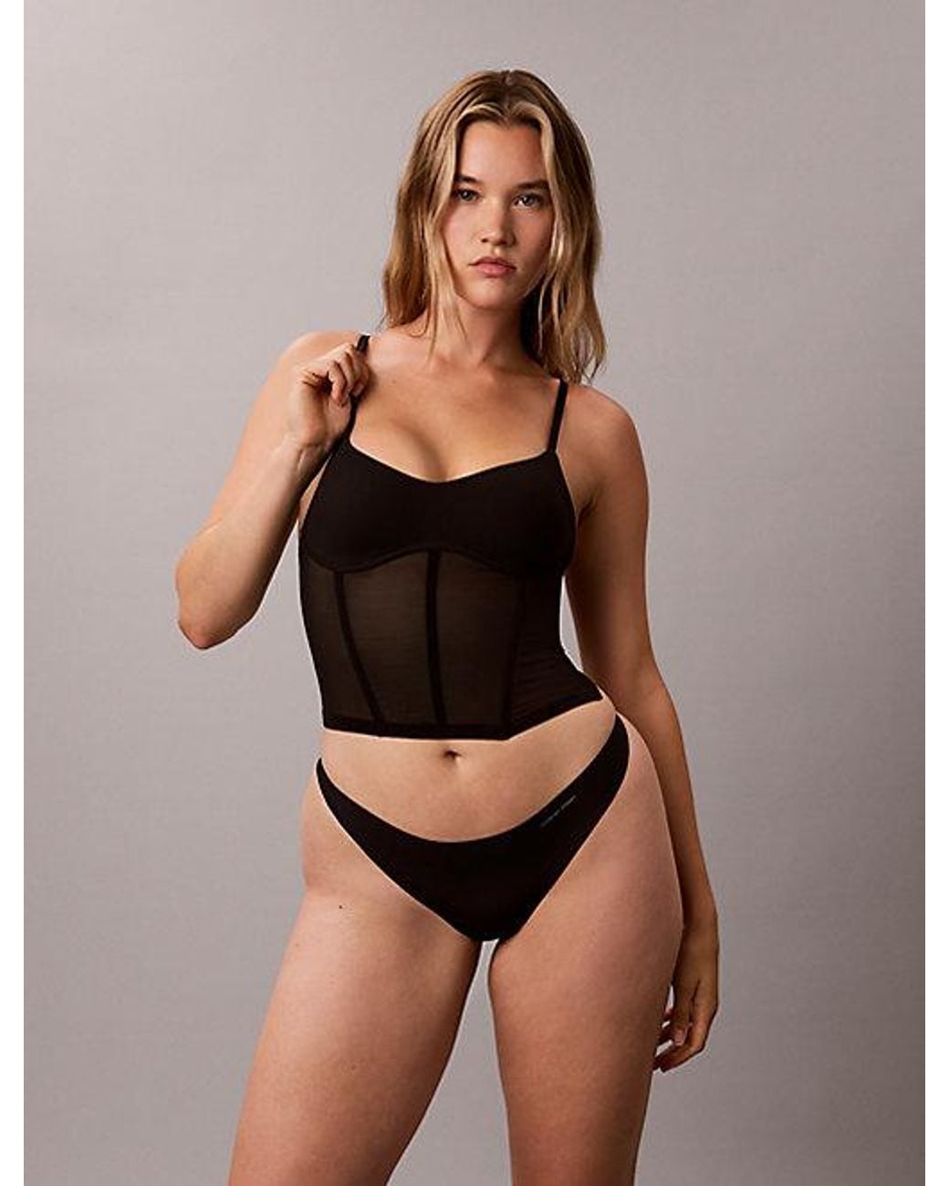 Calvin Klein Black Shapewear Bustier Top Minimalist Mesh Shapewear