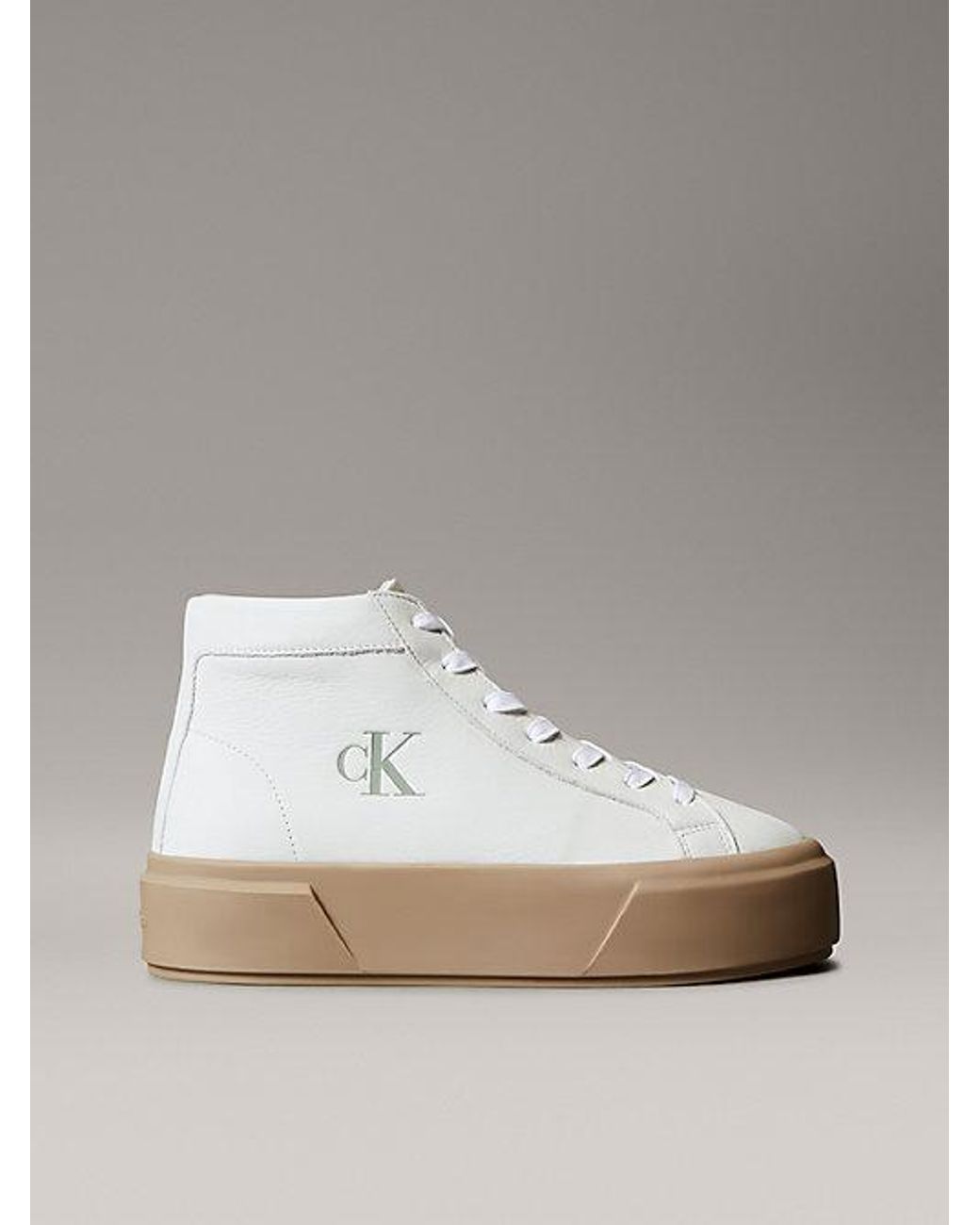 Calvin Klein Metallic Leather Warm High-Top Platform Trainers