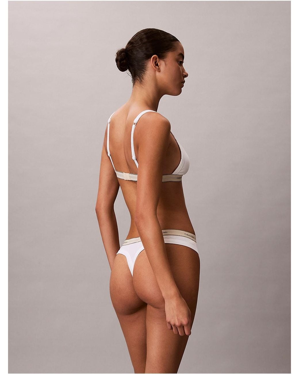 Calvin Klein White Thong Heritage Cotton Stretch