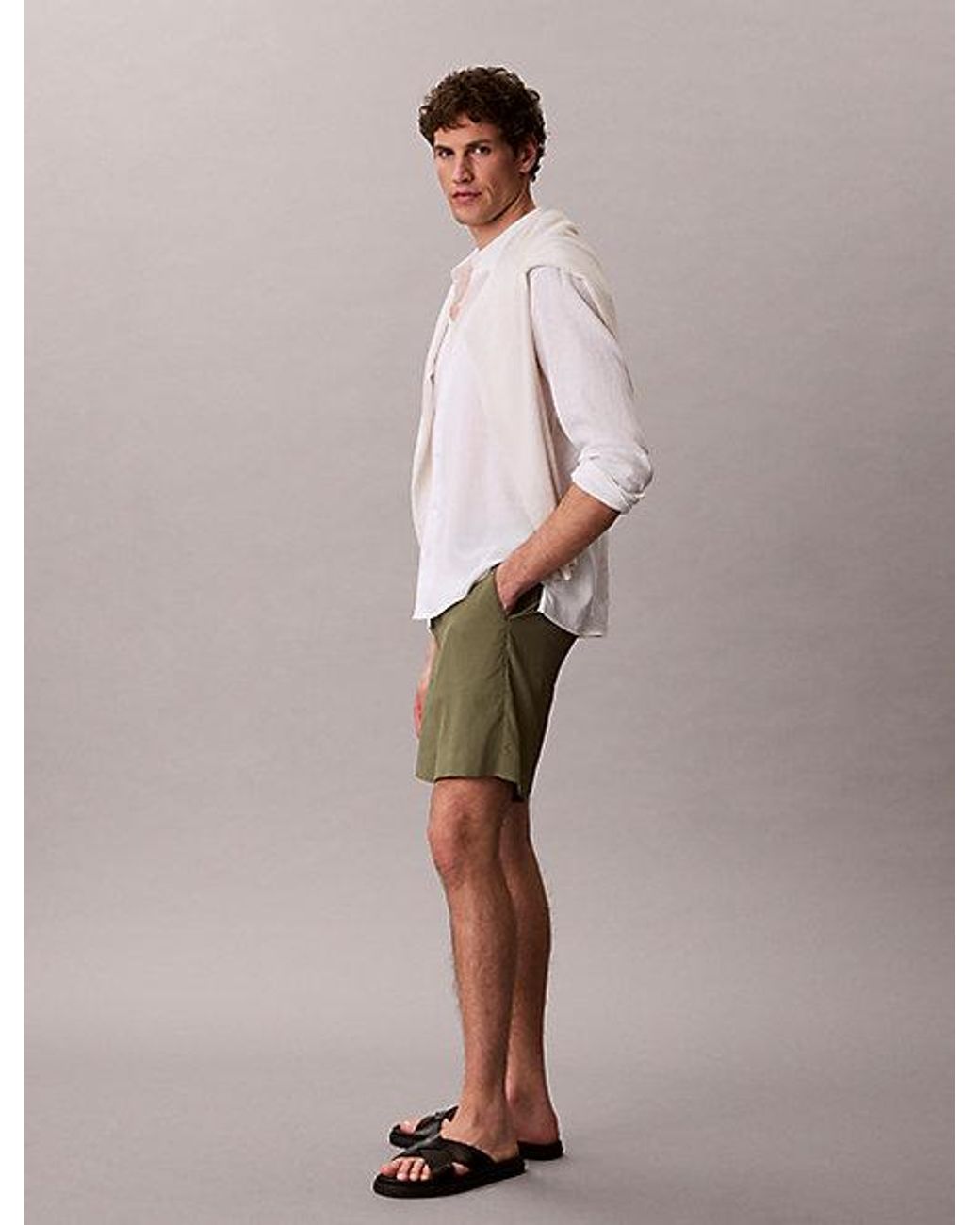 Calvin Klein Green Seersucker Shorts for men