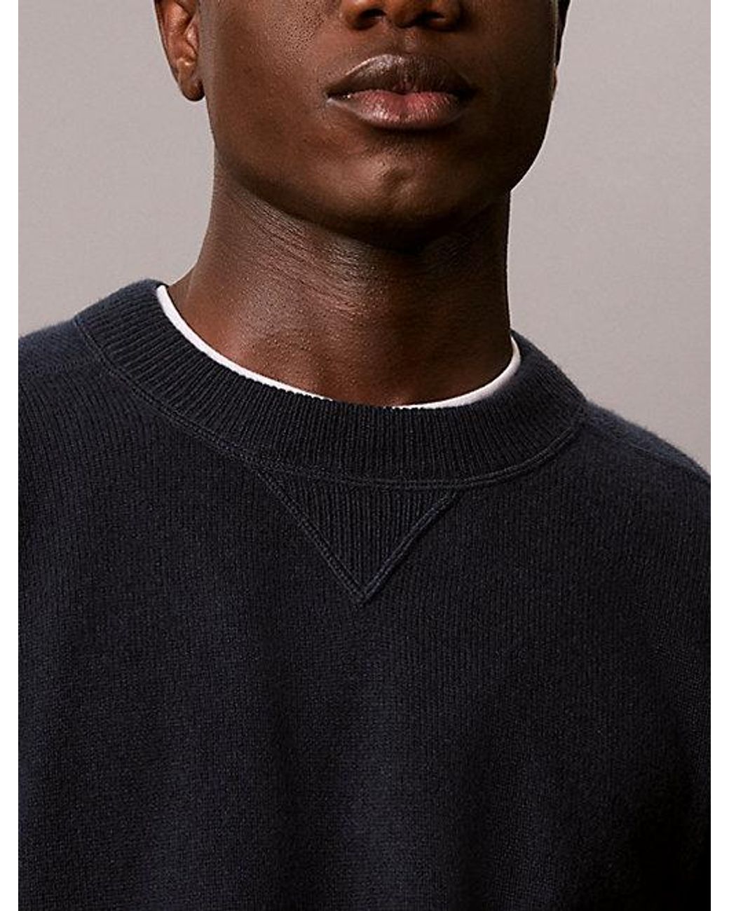 Calvin Klein Blue Jeans Merino Wool Crew Neck Jumper for men