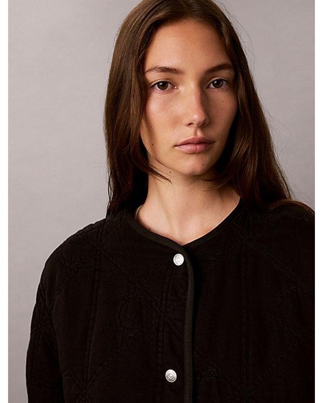 Calvin Klein Black Quilted Denim Liner Coat