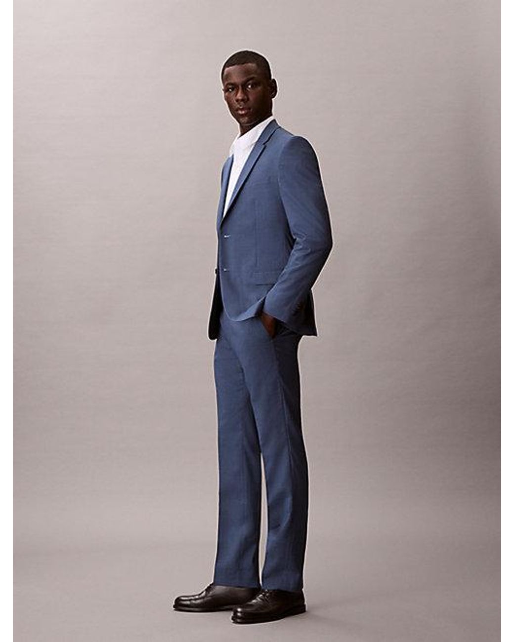 Calvin Klein Blue Houndstooth Slim Trousers for men