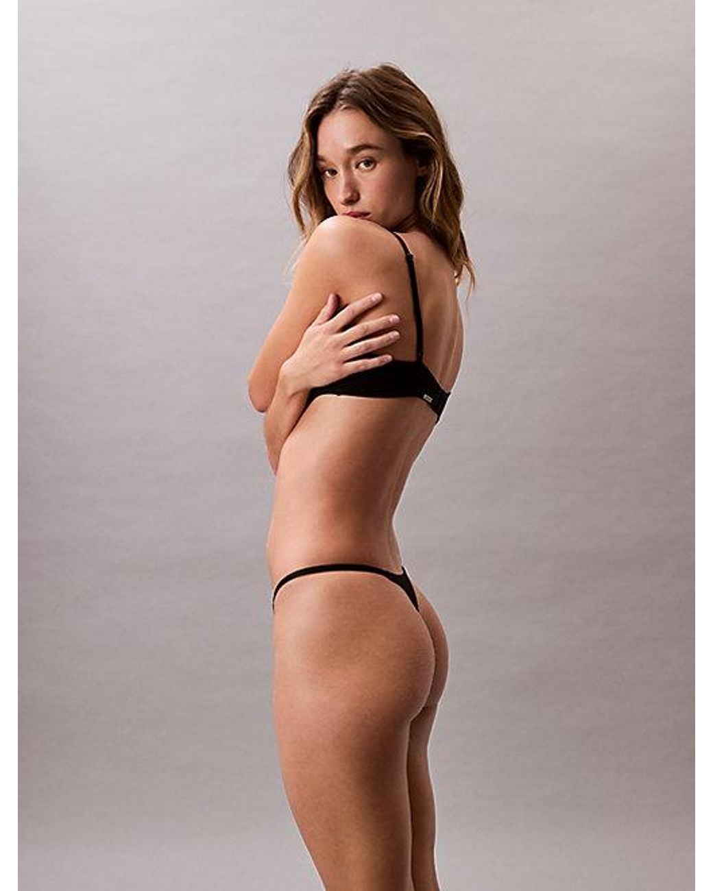 Calvin Klein Black String Thong Cotton Modal Bare