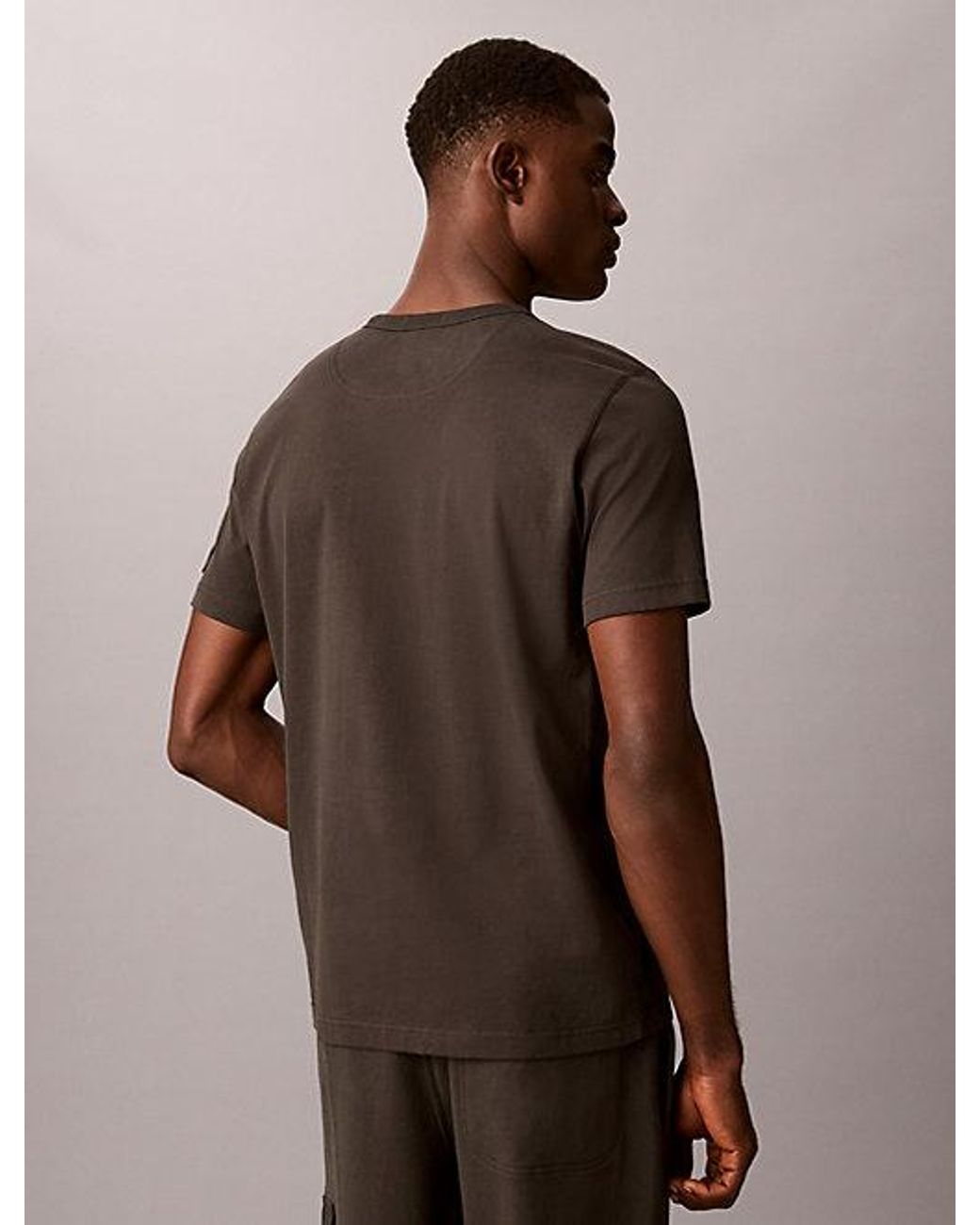 Calvin Klein Brown Jeans Sueded Jersey Badge T-Shirt for men
