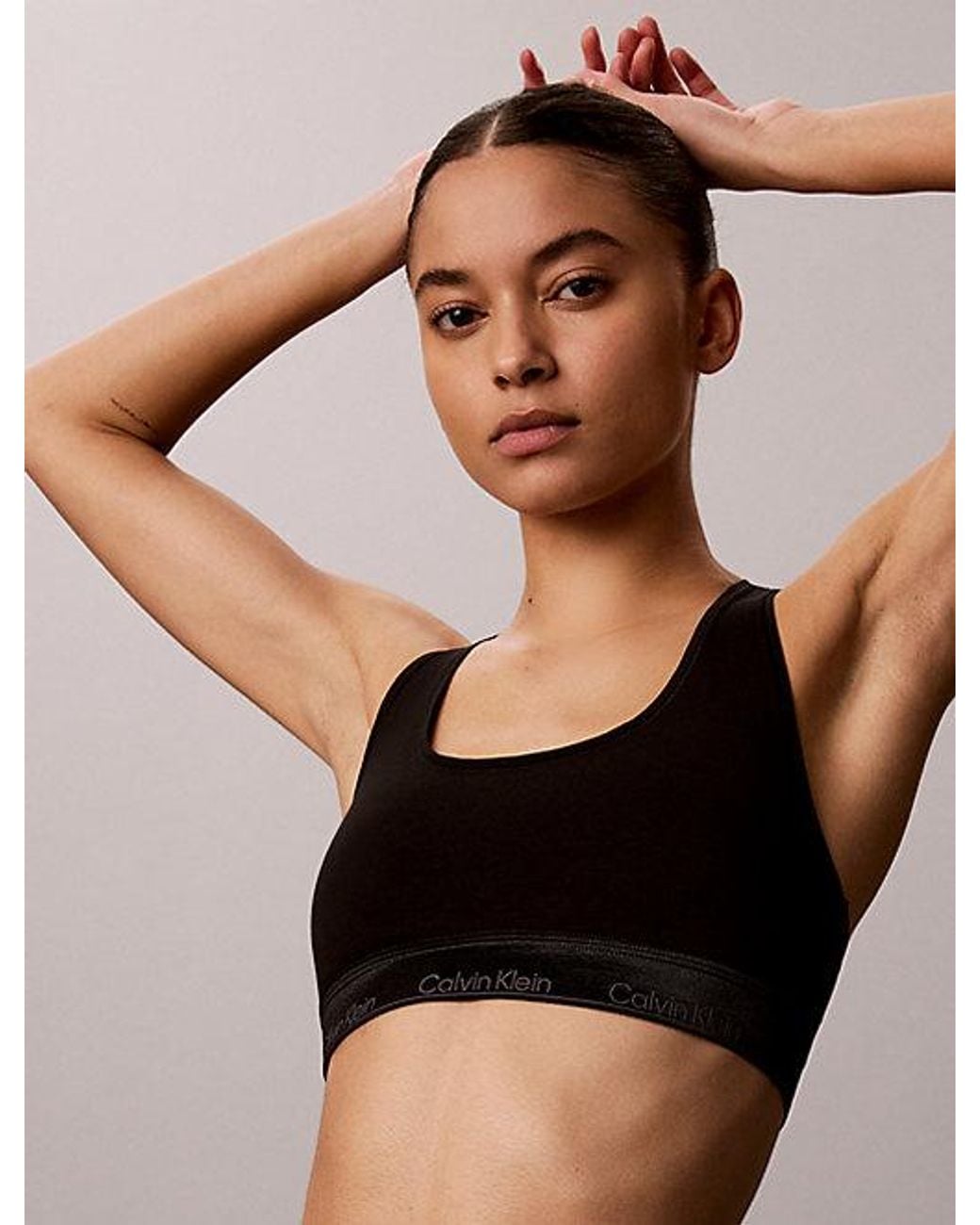 Calvin Klein Black Metallic Unlined Bralette Icon Cotton Modal Metallic