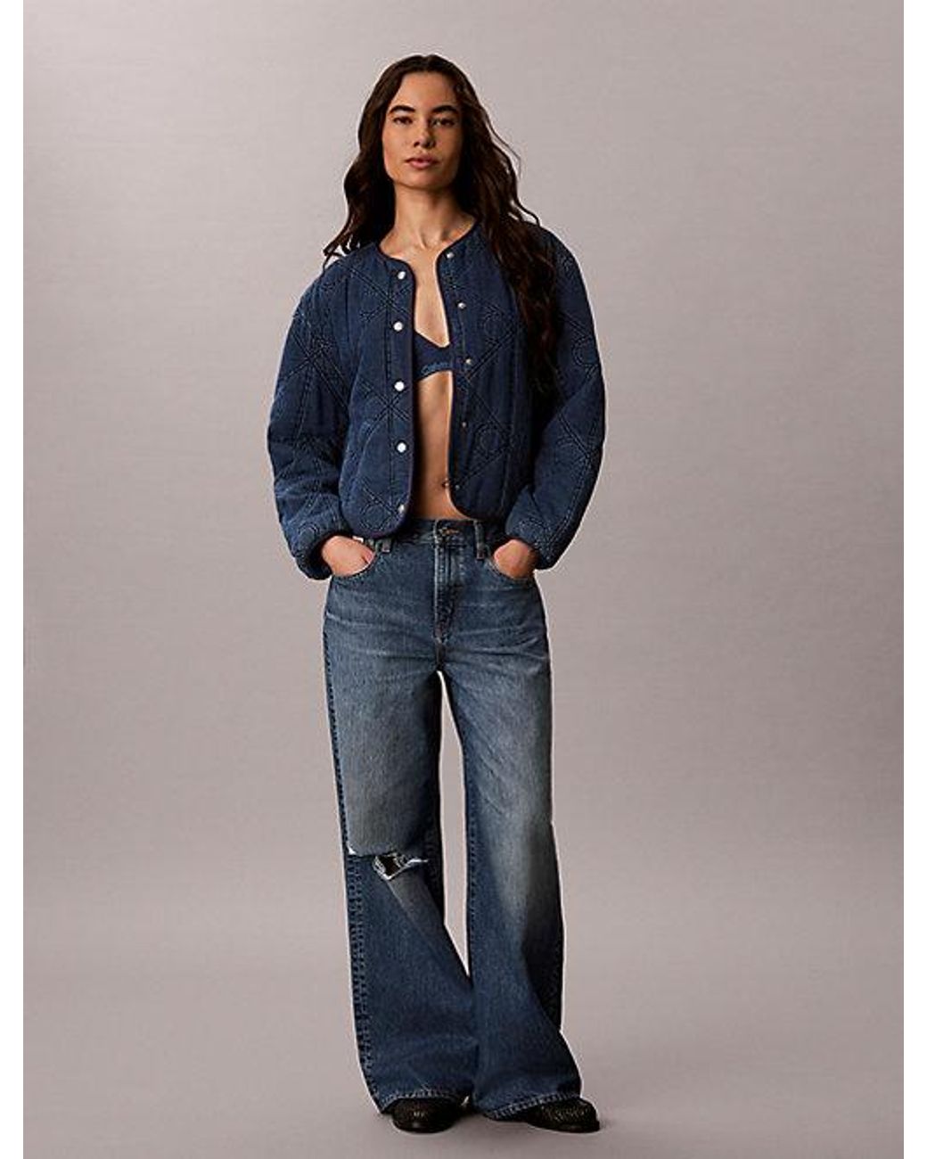 Calvin Klein Blue Jeans Quilted Denim Liner Jacket