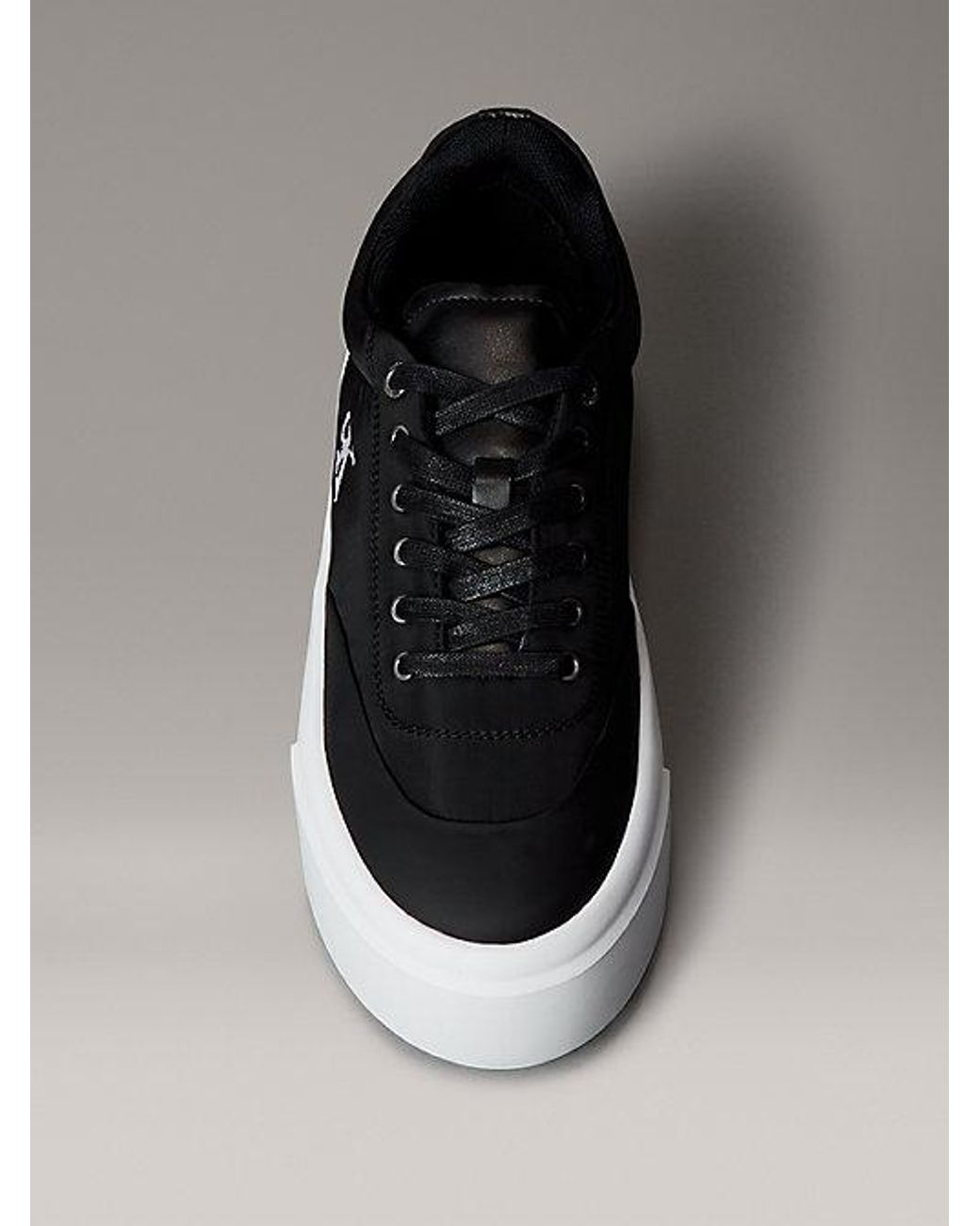 Calvin Klein Blue Jeans Leather Signature Logo Platform Trainers