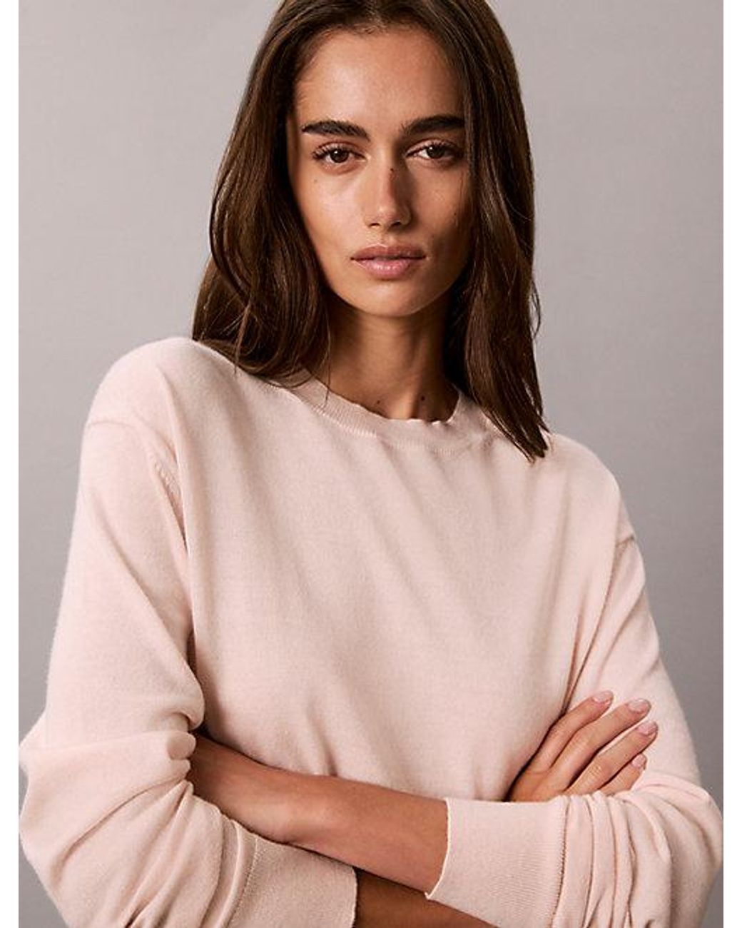 Calvin Klein Pink Merino Wool Blend Crew Neck Jumper