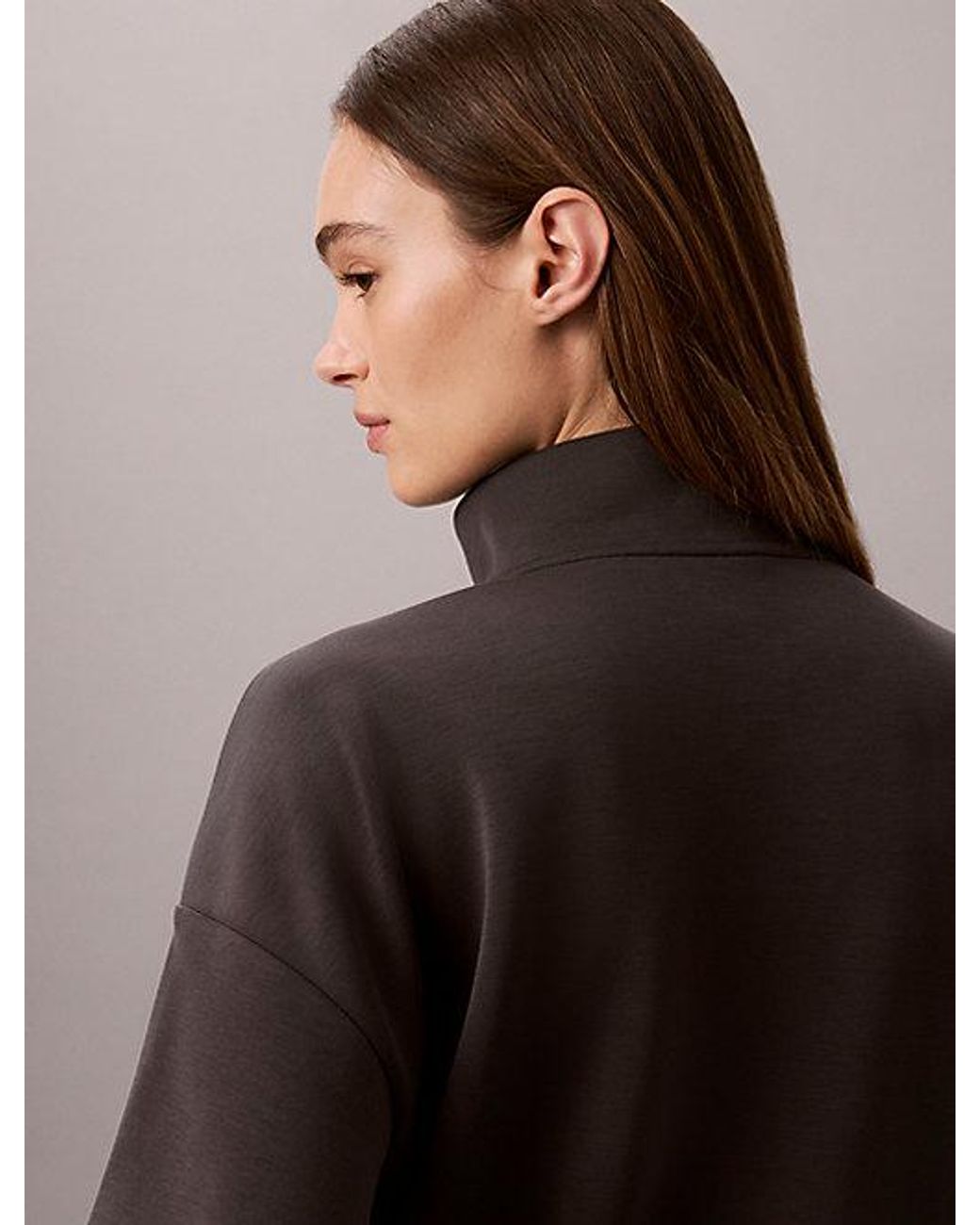 Calvin Klein Brown Sport Smooth Knit Quarter Zip Sweatshirt
