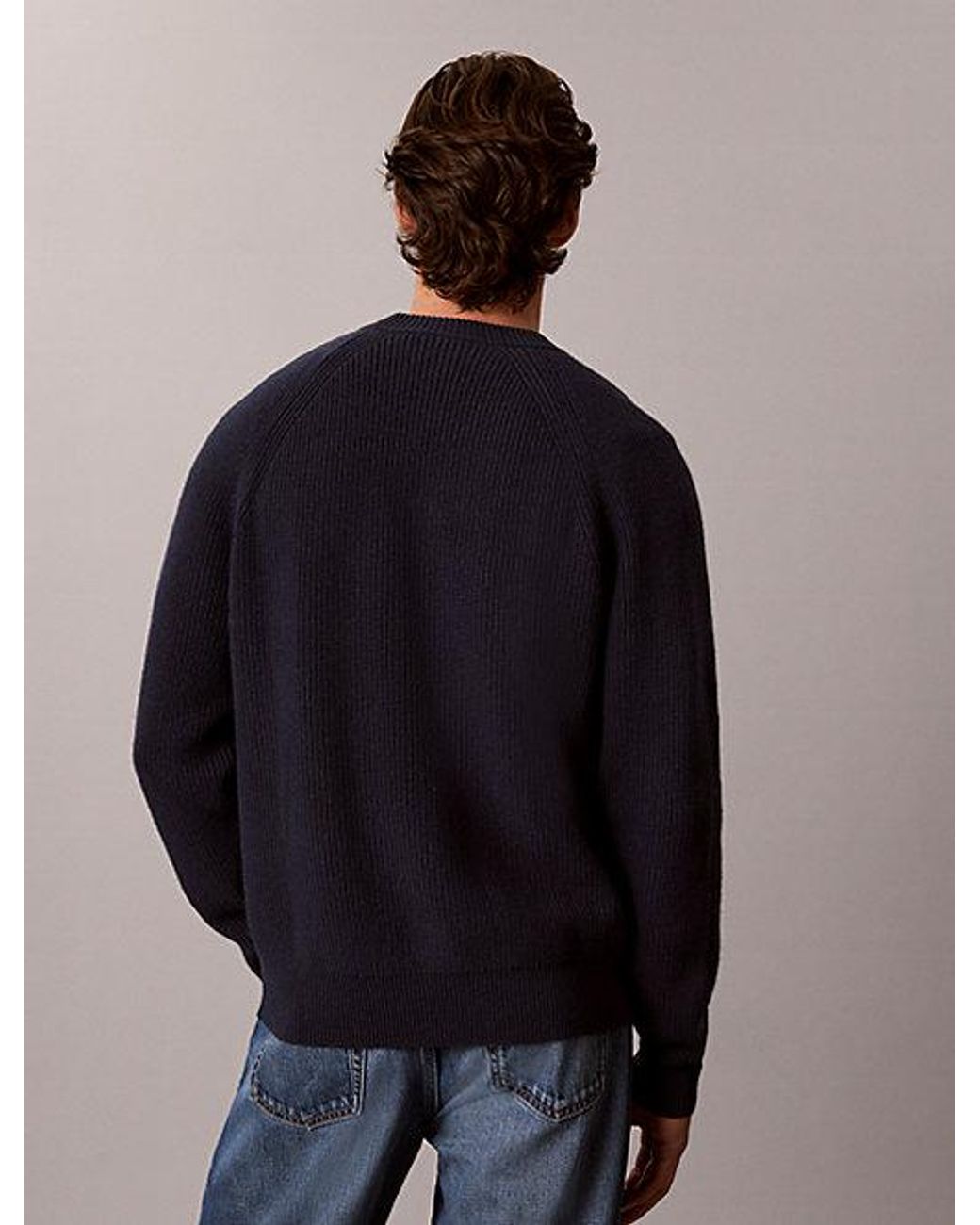 Calvin Klein Multicolor Jeans Wool Blend Ribbed Jumper for men