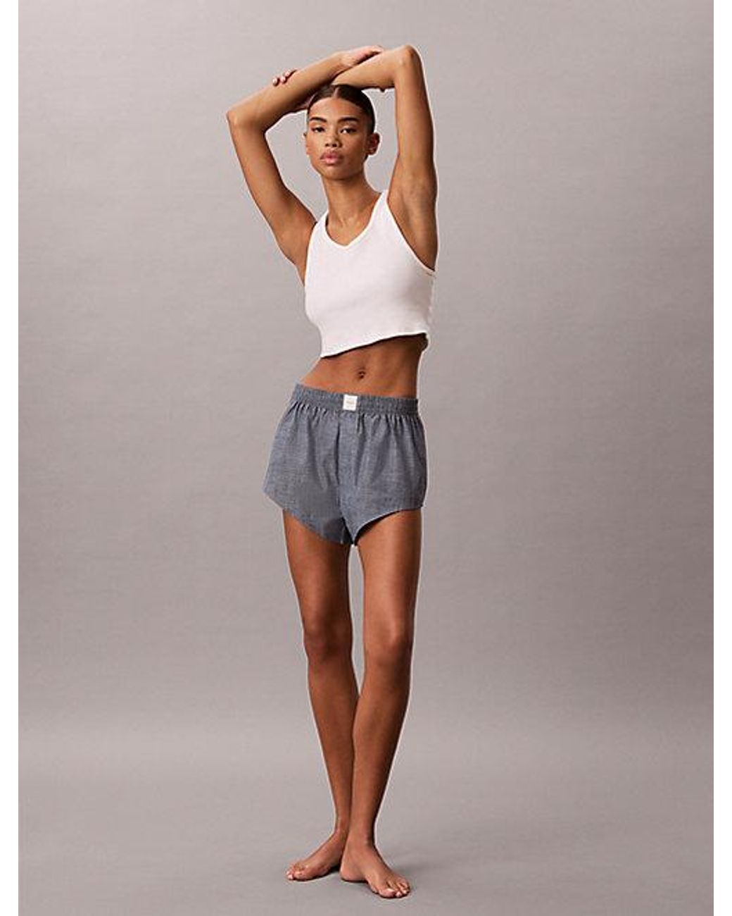 Calvin Klein Blue Pyjama Shorts Icon Cotton Chambray