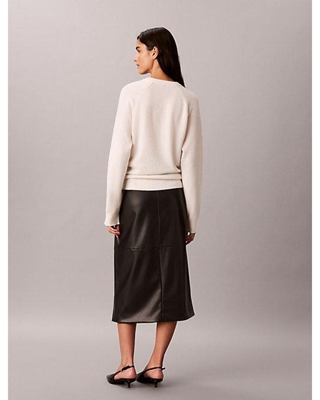 Calvin Klein Natural Wool Cut Out Jumper With Metal Accent