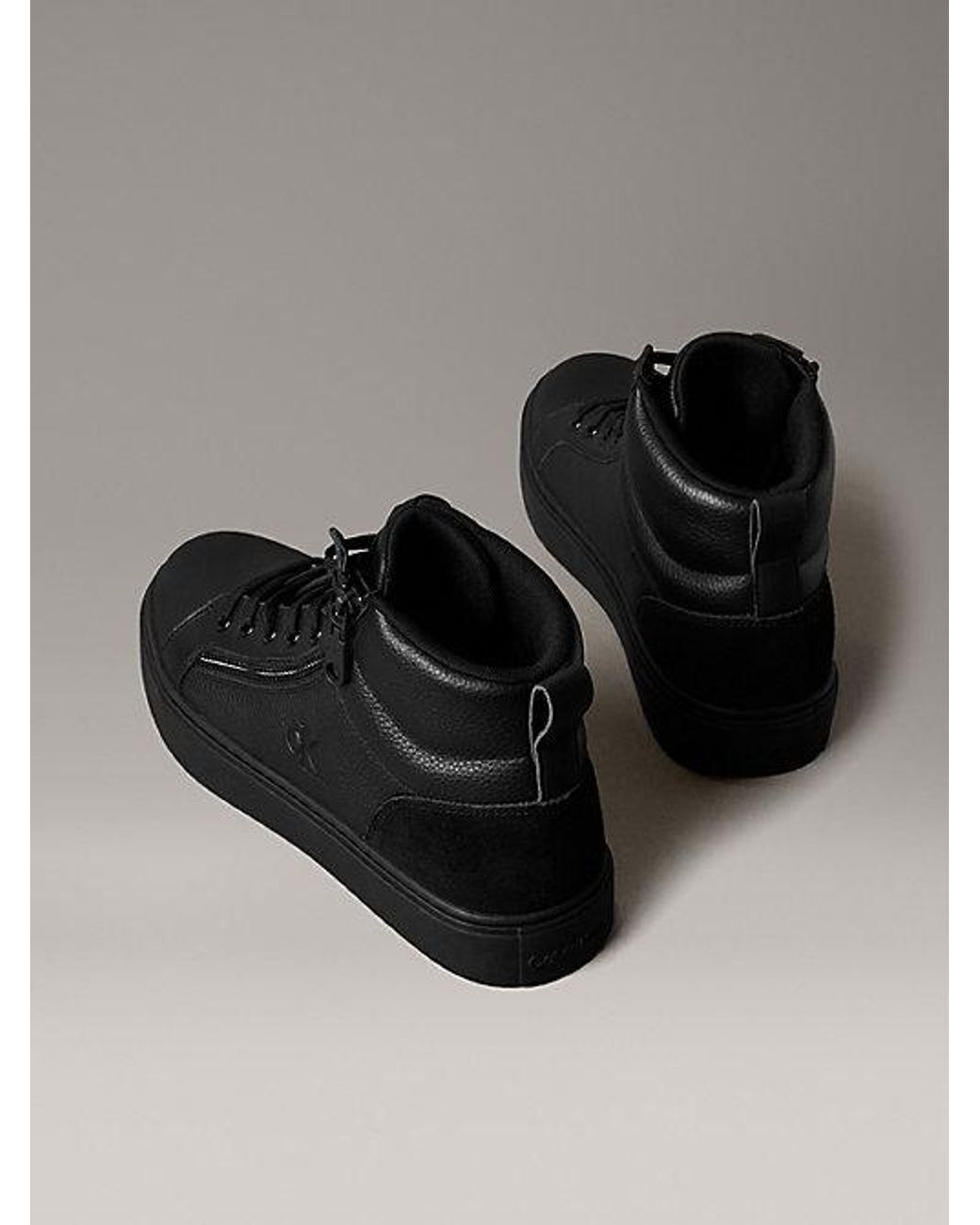 Calvin Klein Black Jeans Leather Zip High Top Trainers for men