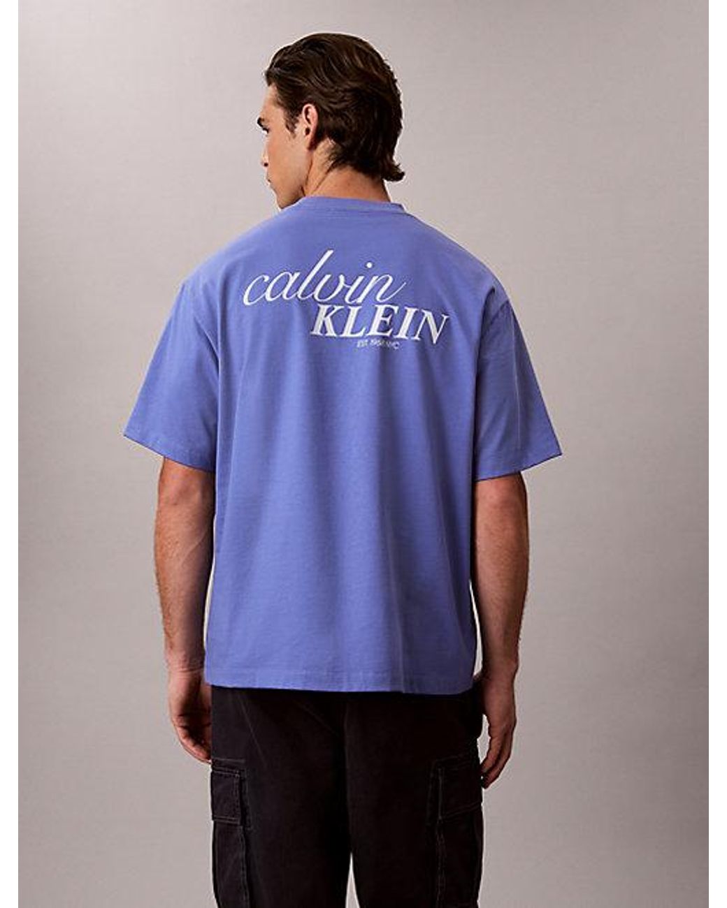 Calvin Klein Purple Jeans Heavy Jersey Back Logo T-Shirt for men