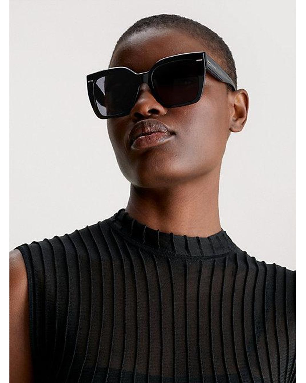 Calvin Klein Black Rectangle Sunglasses