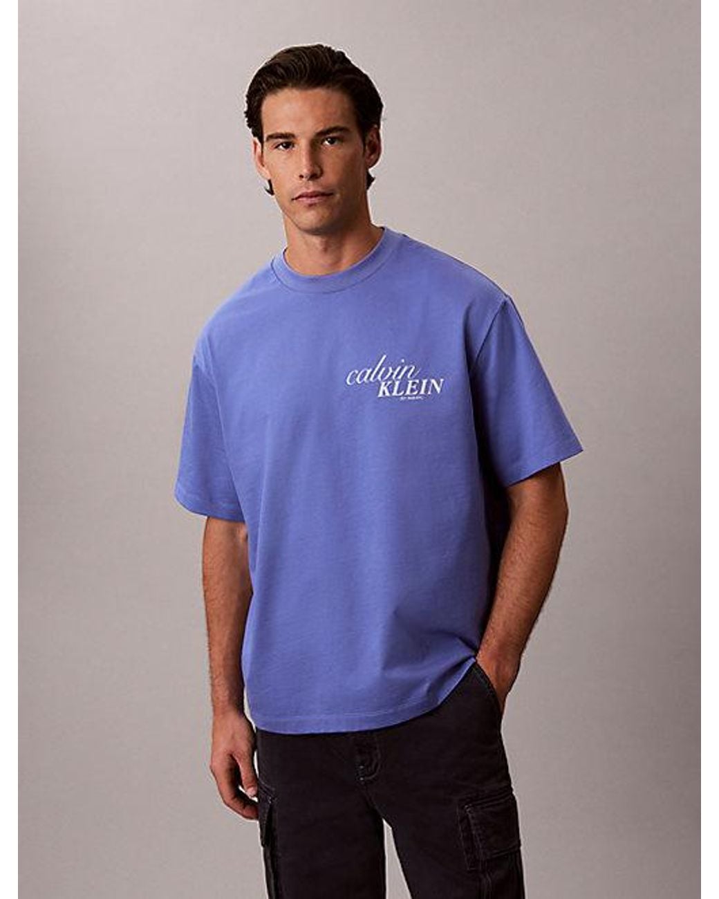 Calvin Klein Purple Jeans Heavy Jersey Back Logo T-Shirt for men