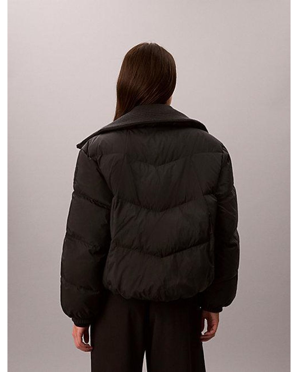 Calvin Klein Black Jeans Short Down Puffer Jacket